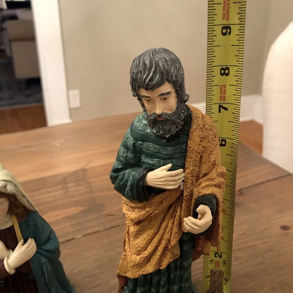 VINTAGE FLAMBRO RENAISSANCE NATIVITY RESIN JOSEPH MARY JESUS FIGURINES 1991